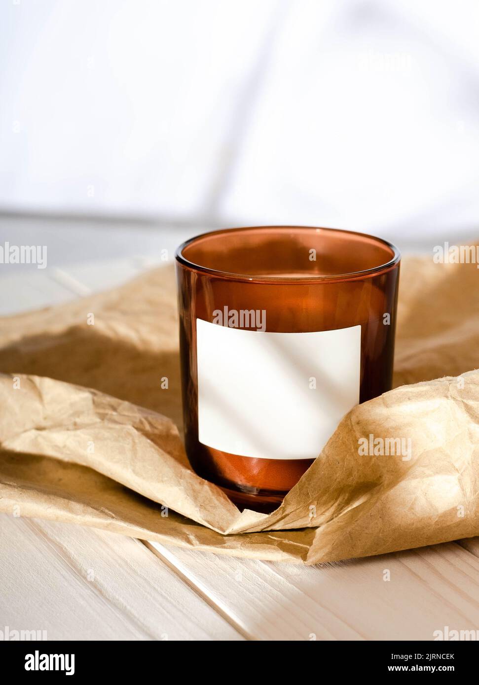 Eco friendly product. Mock up label on a candle Stock Photo Alamy