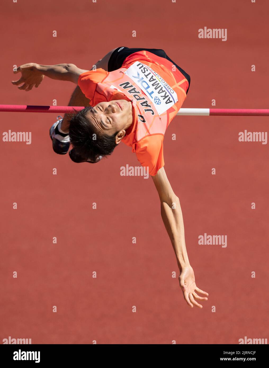 Ryoichi Akamatsu of Japan competing in the men’s high jump heats at the