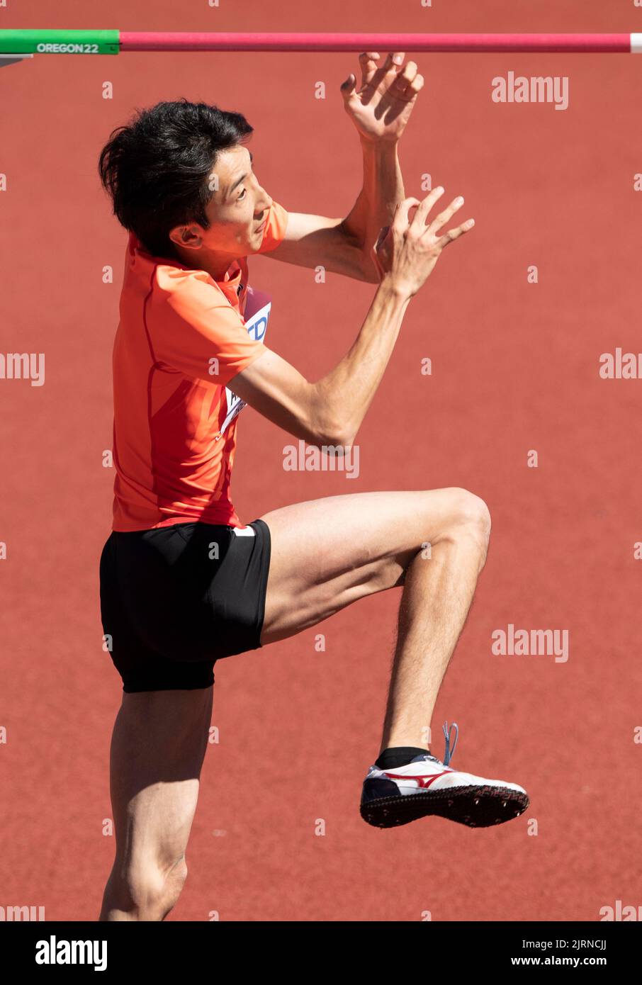 Ryoichi Akamatsu of Japan competing in the men’s high jump heats at the