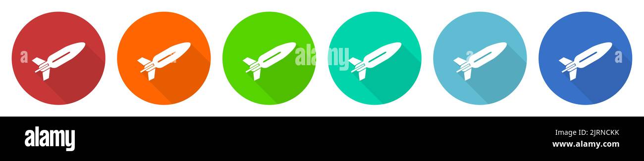 Missile, rocket, weapon, war icon set, flat design vector illustration ...