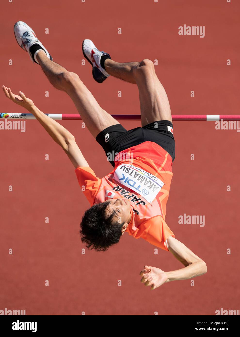 Ryoichi Akamatsu of Japan competing in the men’s high jump heats at the
