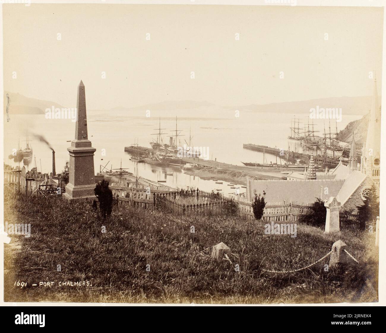 Port Chalmers, circa 1880, Dunedin, by Burton Brothers Stock Photo Alamy