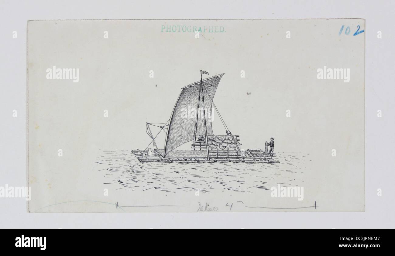 Bulsa form of South American raft showing lee boards and square sail ...