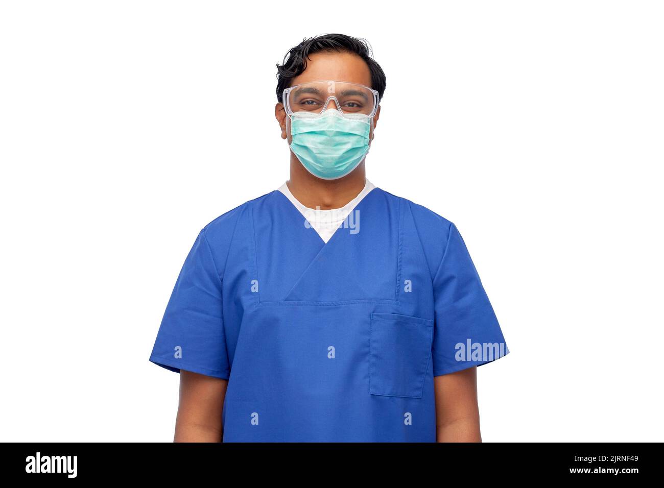 Indian male doctor in blue hi-res stock photography and images - Alamy