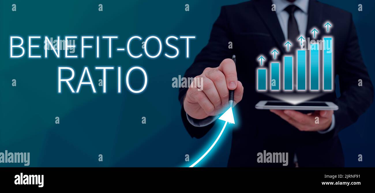 Sign displaying Benefit Cost Ratio. Concept meaning Relationship