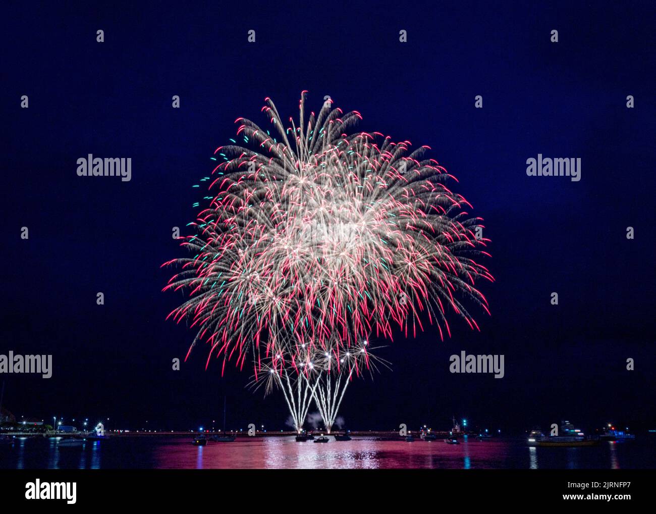 Firework explosions over the harbour from The Queen Annes Battery as ...