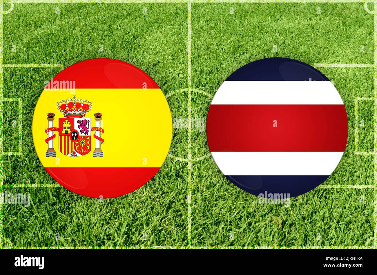 Illustration for Football match Spain vs Costa Rica Stock Photo Alamy