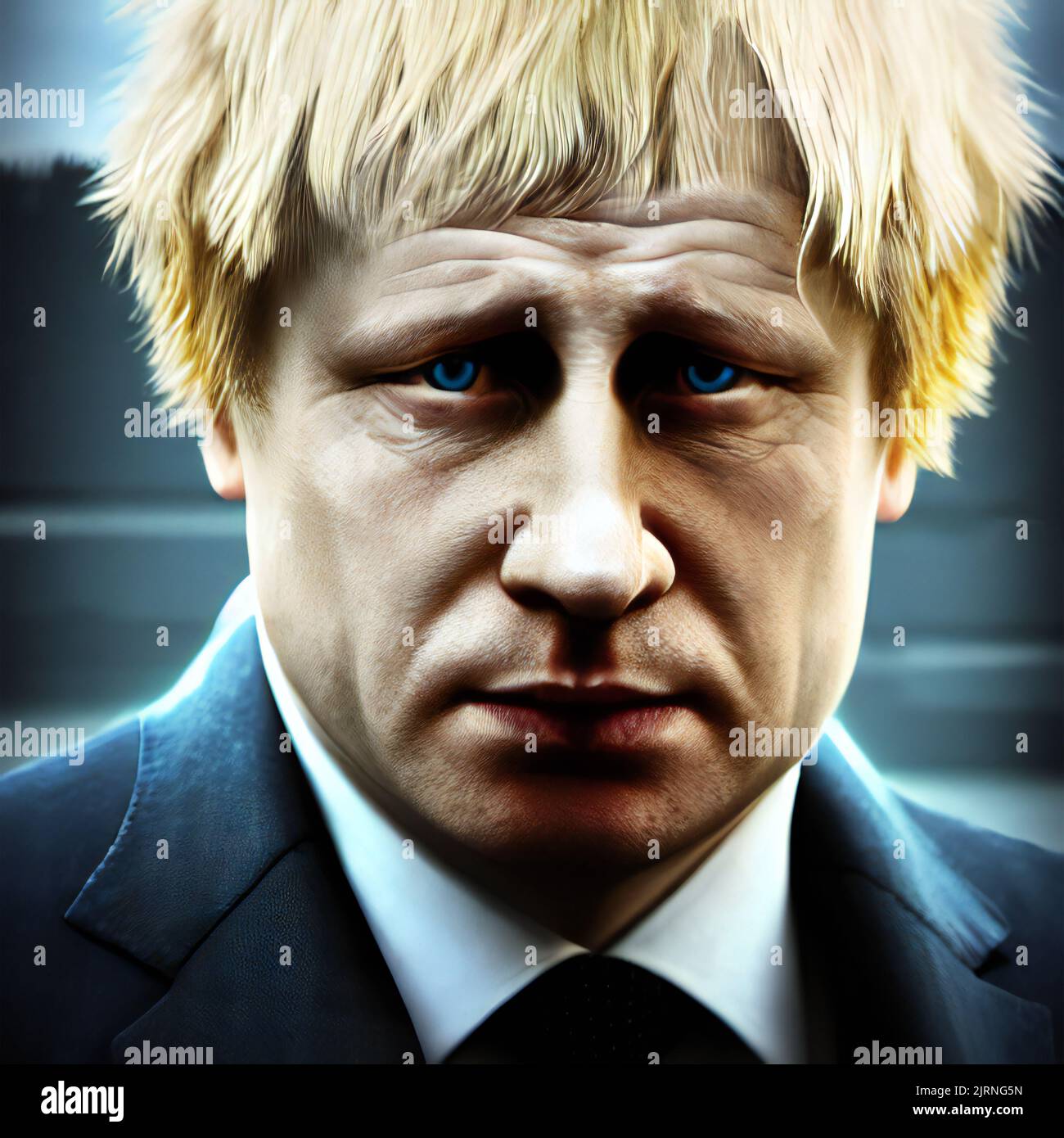 Boris Johjson and Vladimir Putin blended together facial portrait Stock Photo
