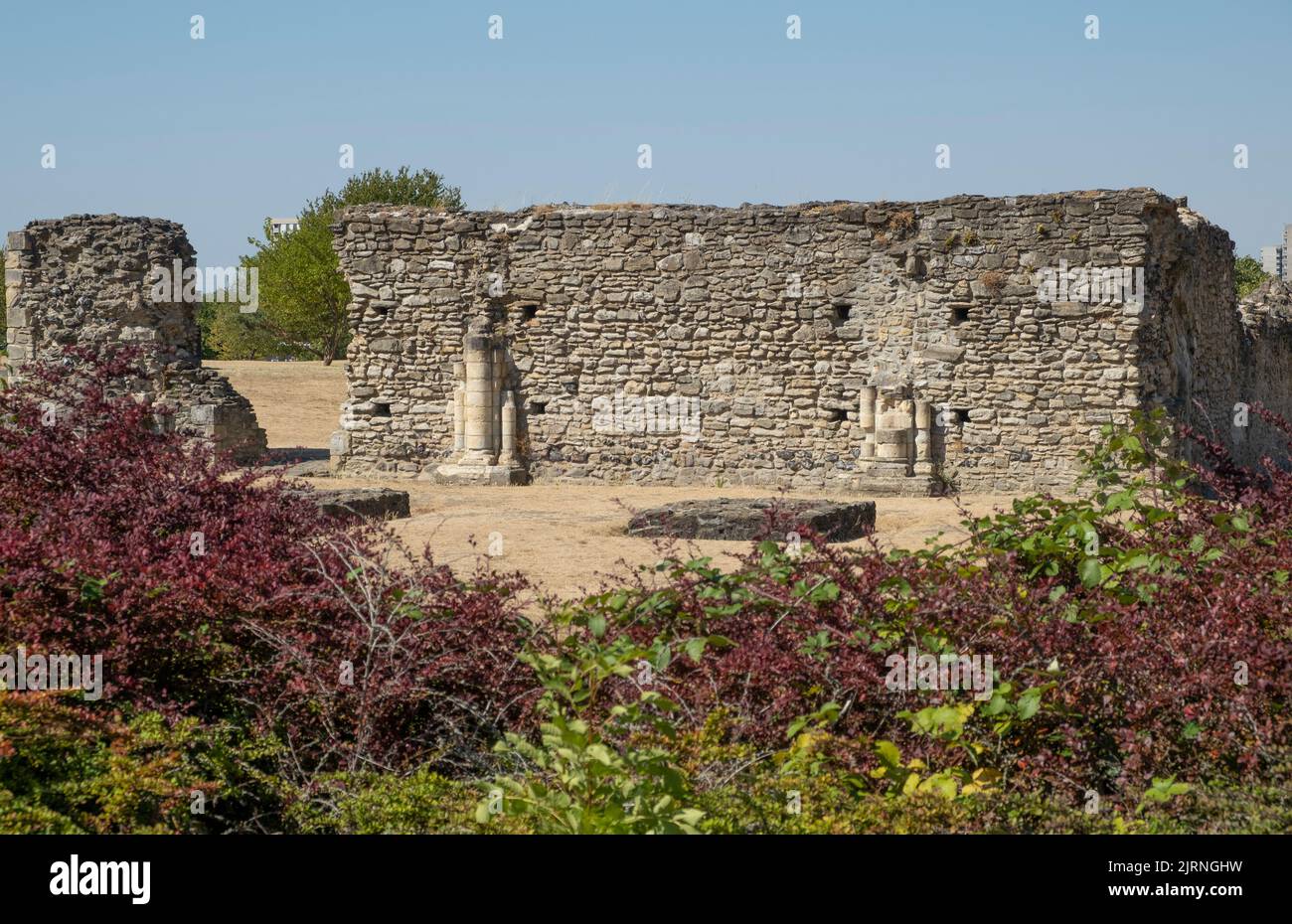 The ancient remains of Lesnes Abbey, the 12th century built monastery located at Abbey Wood, in the London Borough of Bexley, United Kingdom. Stock Photo