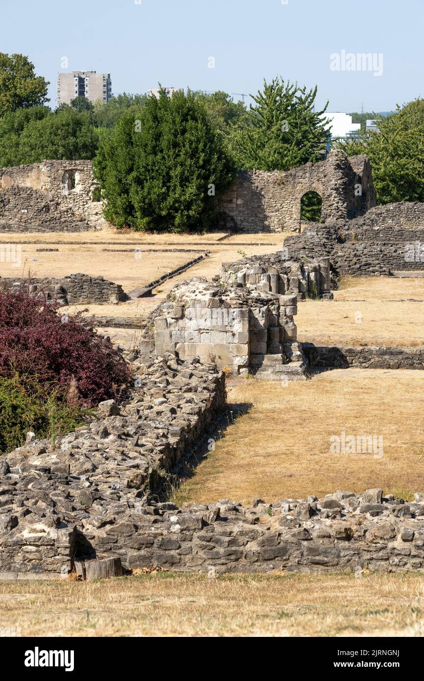 The ancient remains of Lesnes Abbey, the 12th century built monastery located at Abbey Wood, in the London Borough of Bexley, United Kingdom. Stock Photo