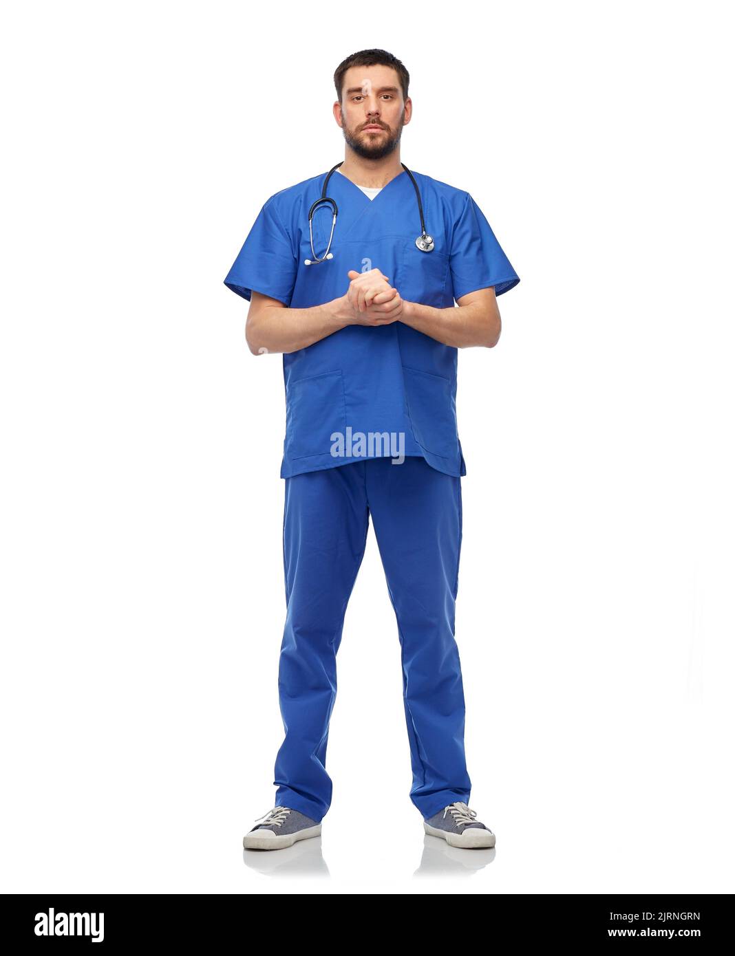 doctor-or-male-nurse-with-stethoscope-stock-photo-alamy
