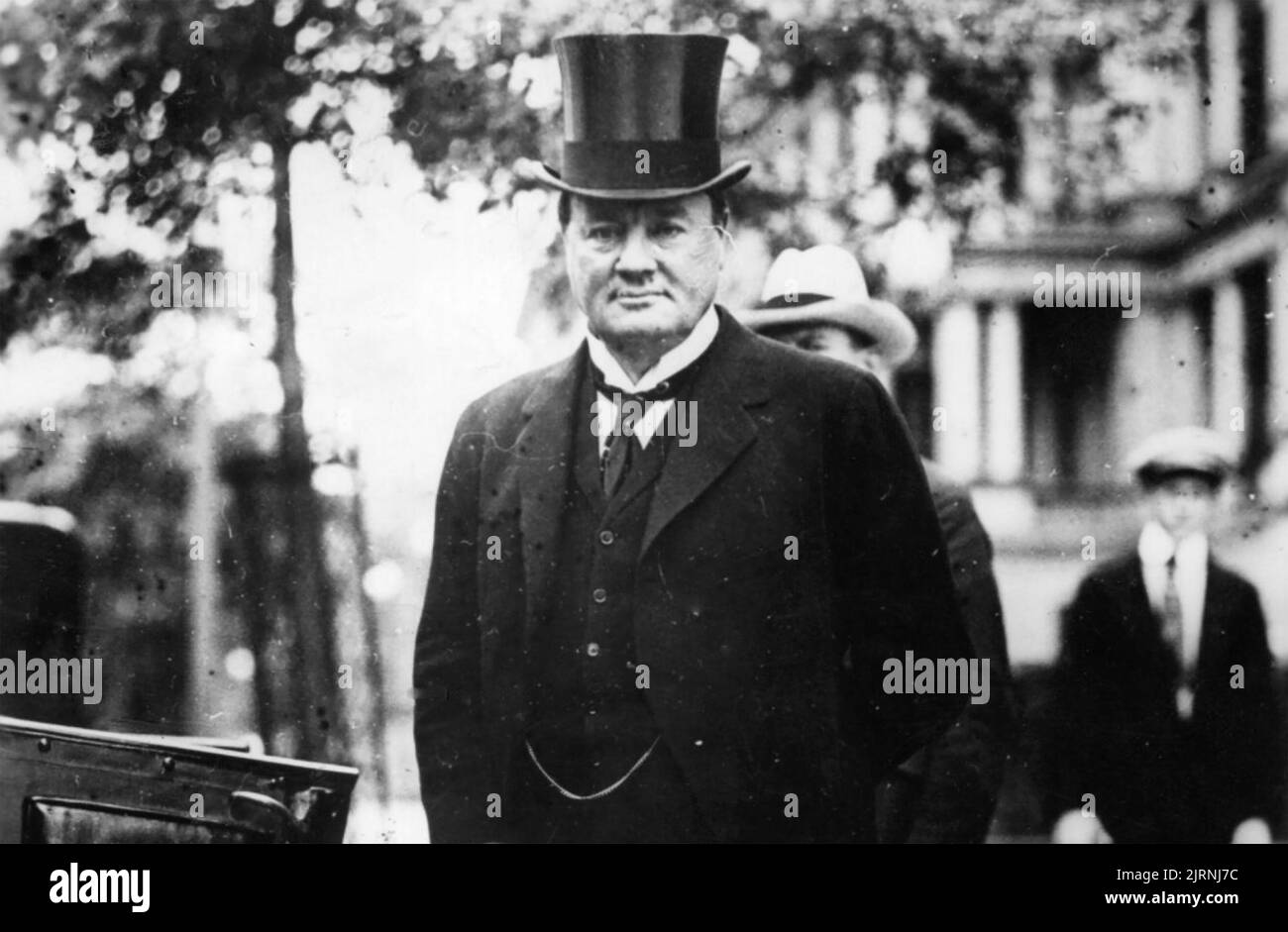 ALFRED HARMSWORTH, 1st Viscount Northcliffe (1865-1922) in Washington in 1917 as part of  Britain's  mission to involve the United States in WWI. Stock Photo