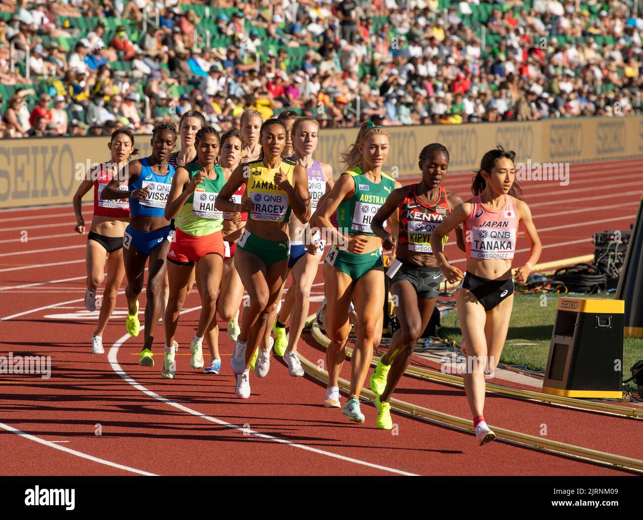 Adelle Tracey Of Jamaica And Nozomi Tanaka Of Japan Competing In The 