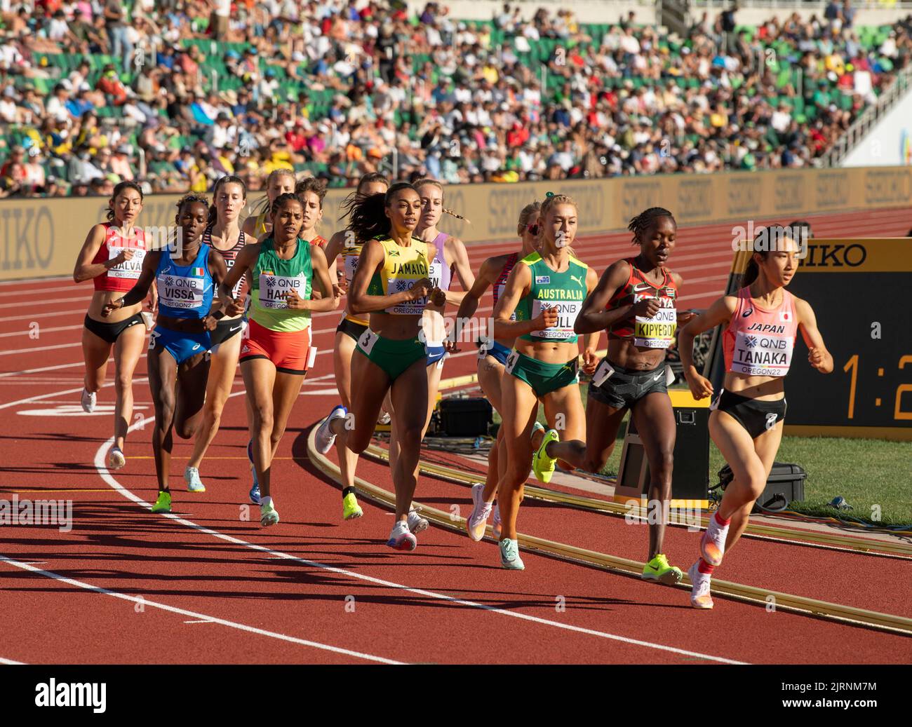 Adelle Tracey Of Jamaica And Nozomi Tanaka Of Japan Competing In The 