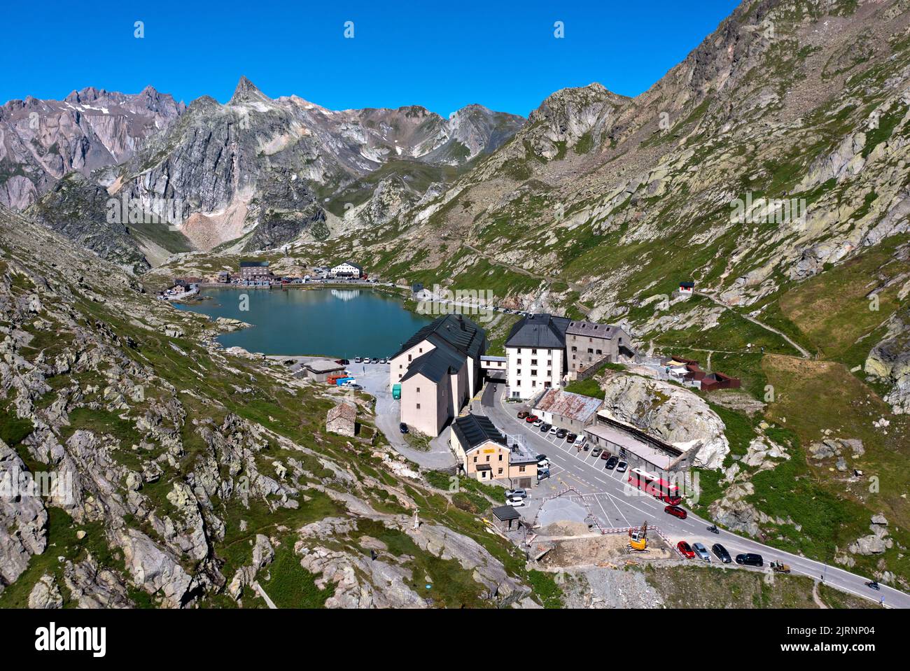 Hospice on the Great St. Bernard Pass, Valais, Switzerland Stock Photo