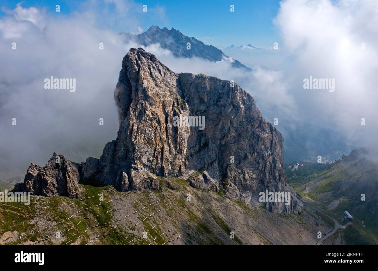 Breathtaking mountain landscape at the Six Armaille summit, Bernese Alps, Ovronnaz, Valais, Switzerland Stock Photo