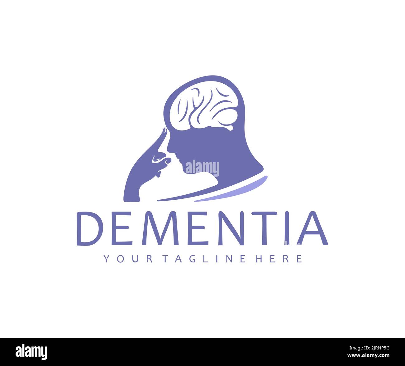 Dementia, human head with brain, mental health, logo design. Health care, psychological help, psychiatry, depression and therapy, vector design Stock Vector