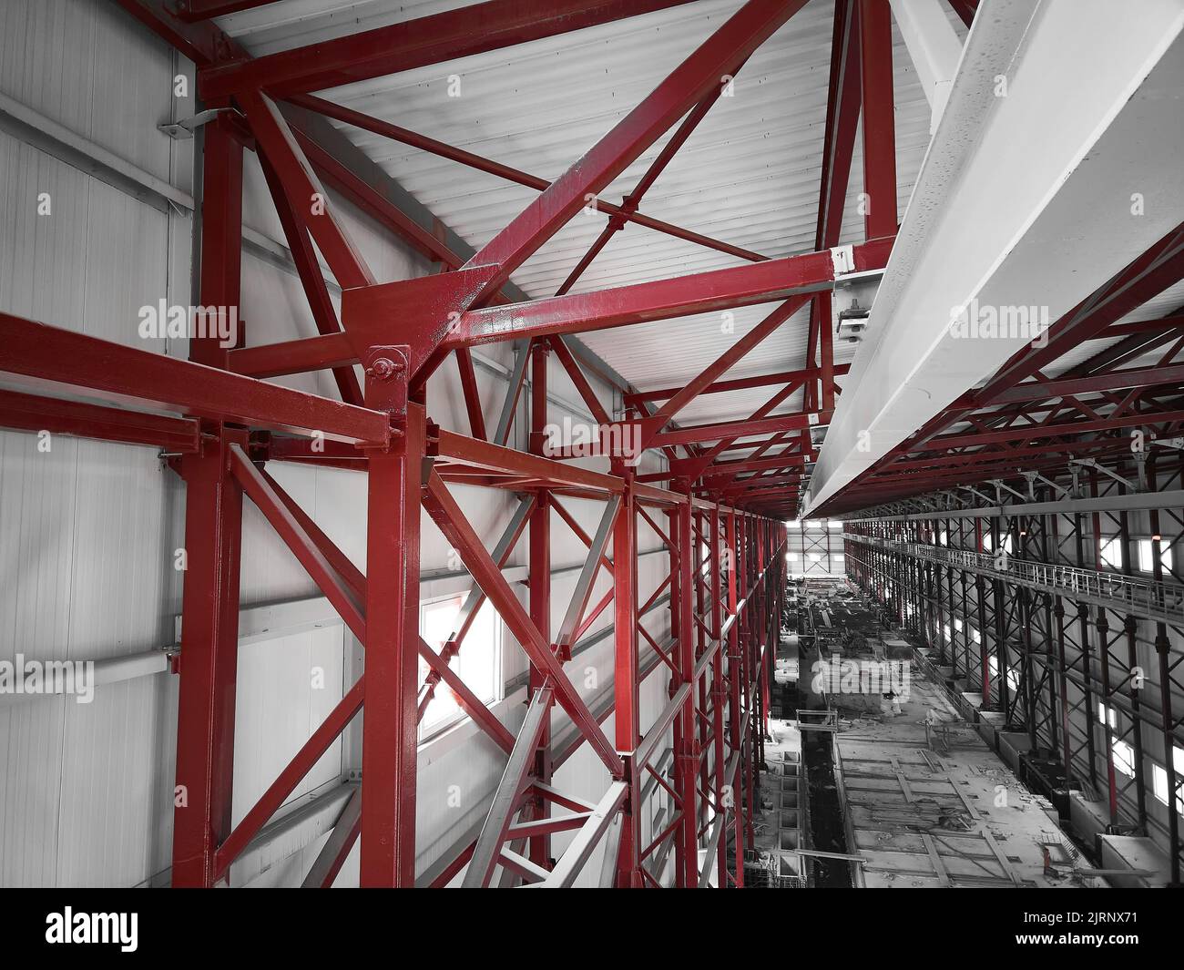 Metal framework structures of industrial building Stock Photo