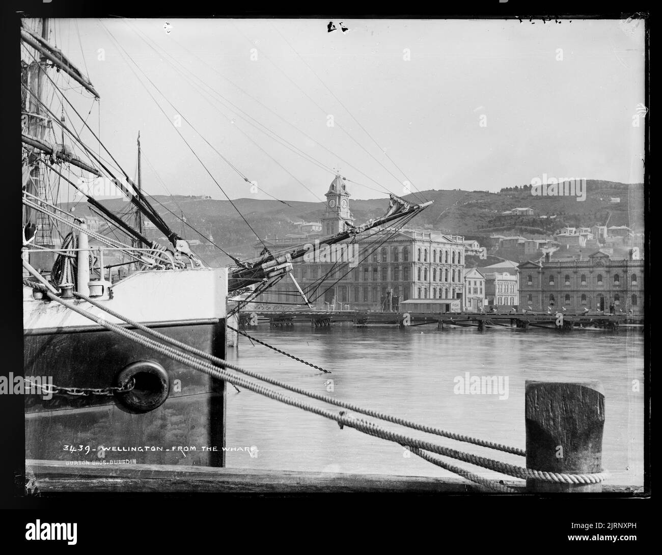 Wellington from the wharf, 1880s, Dunedin, by Burton Brothers. Stock Photo