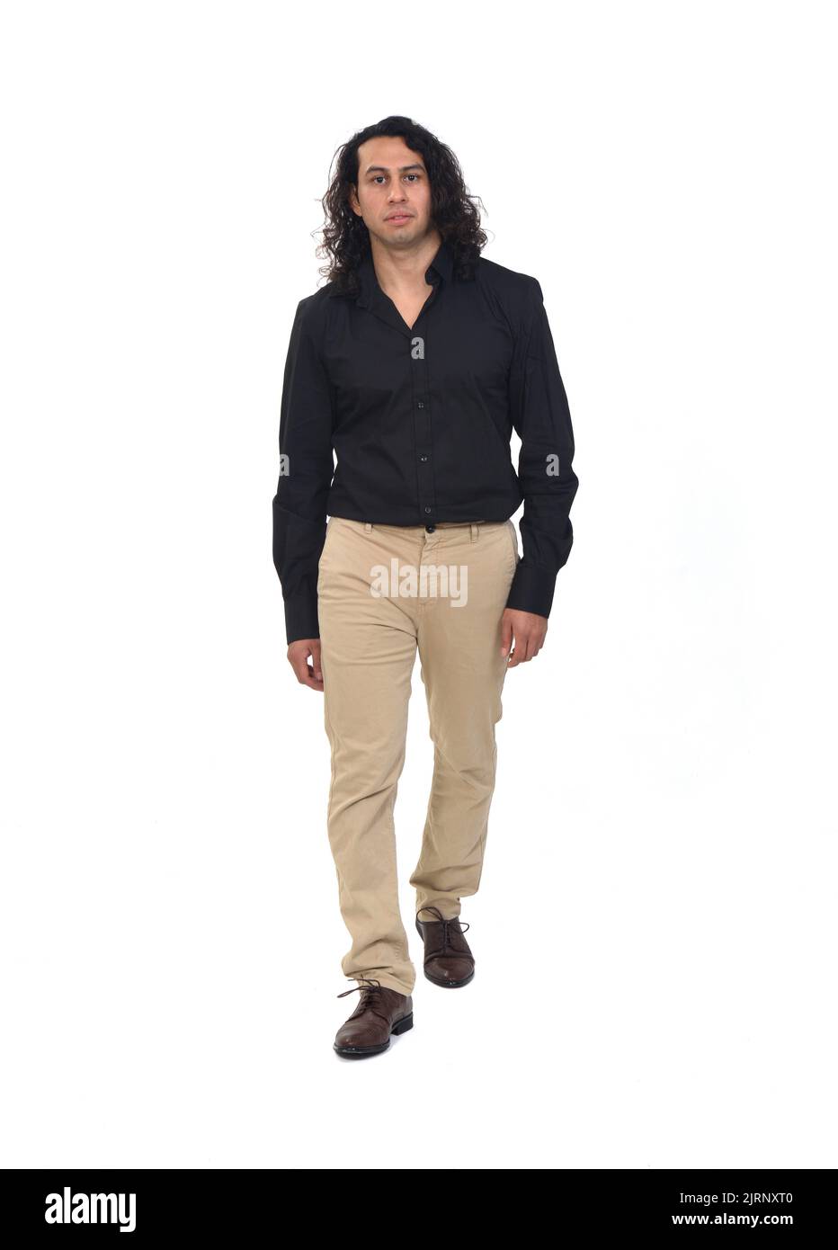 man walking on white background Stock Photo