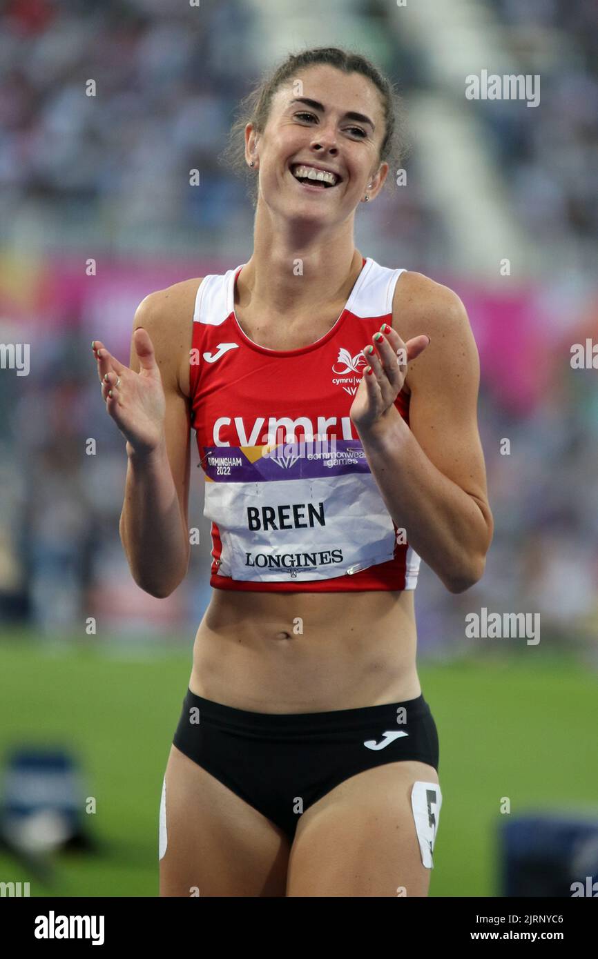 Olivia BREEN of Wales celebrates winning gold in the Women's T37 / T38 100m - Final at the 2022 Commonwealth games in Birmingham. Stock Photo