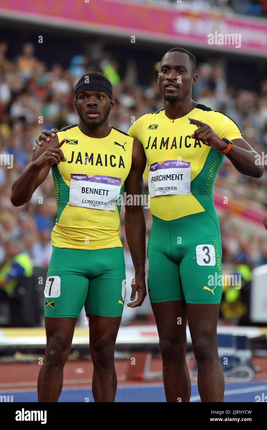 Orlando and Hansle PARCHMENT of Jamaica in the Men's 110m