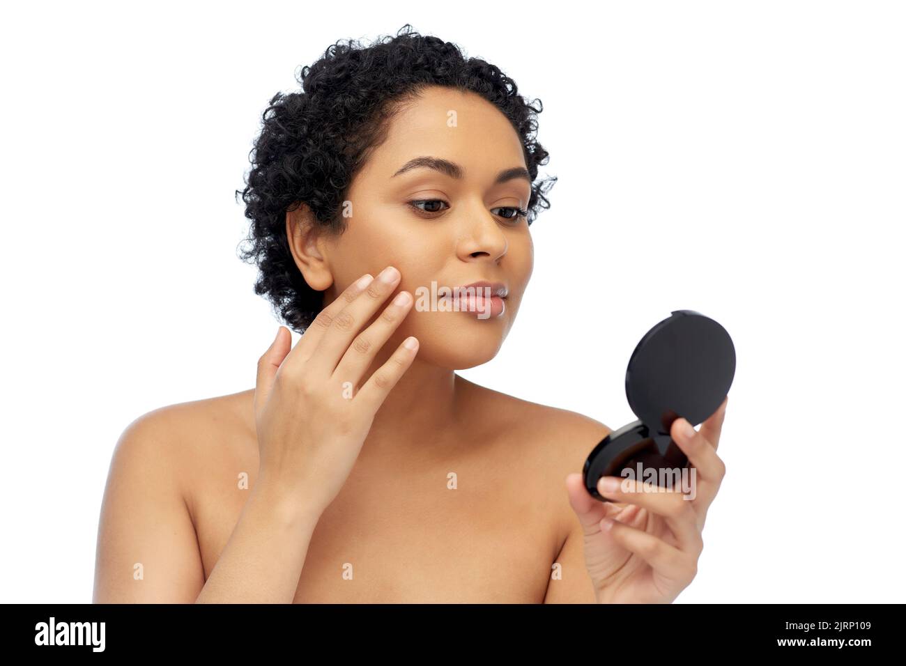 Woman curly hair mirror short hi-res stock photography and images - Alamy