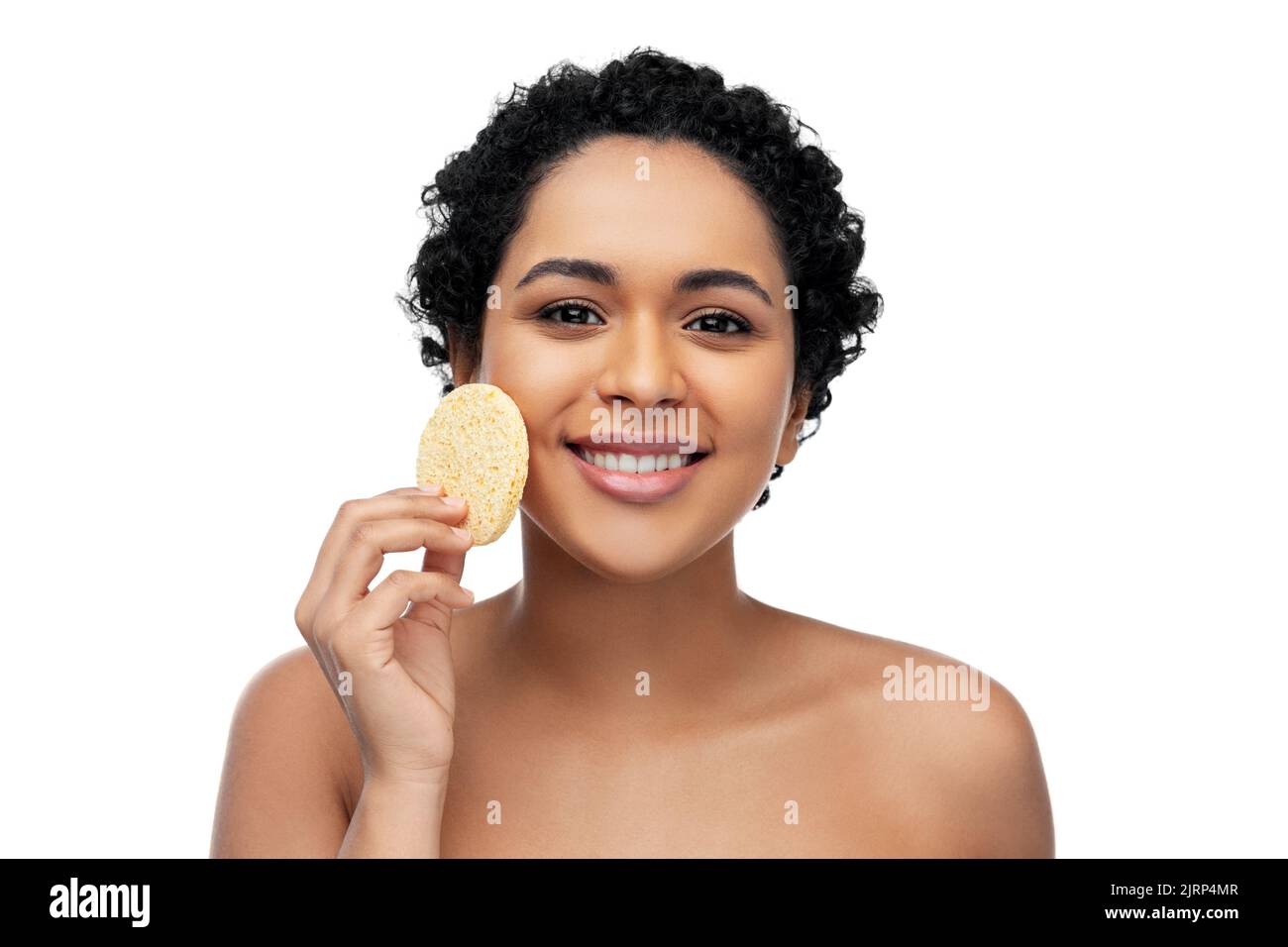 Black afro woman cleaning skin hi-res stock photography and images - Alamy