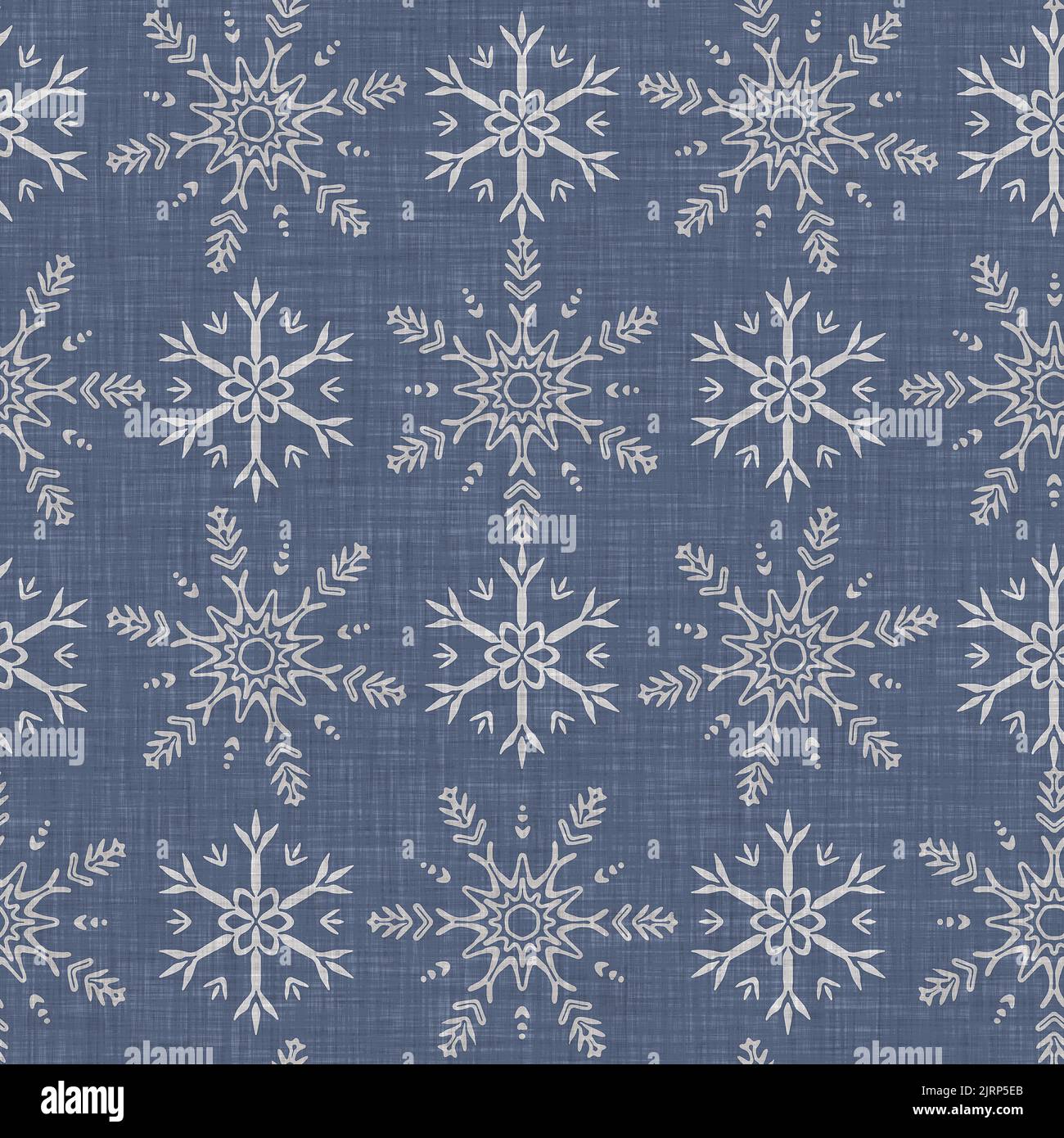Seamless christmas snowflake woven linen pattern. Two tone seasonal ...