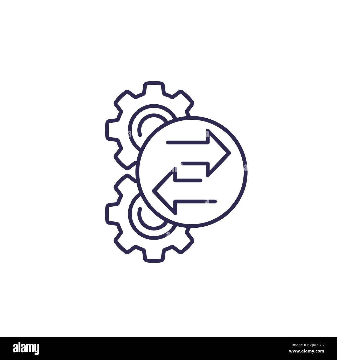 operation or process icon with gears, line vector Stock Vector Image ...
