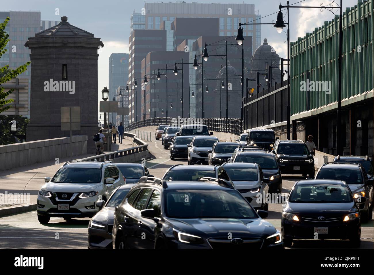 Traffic on the Longfellow Bridge, Boston, Massachusetts Stock Photo