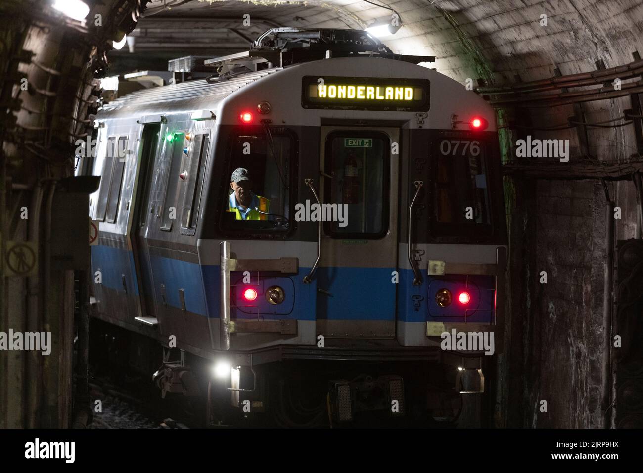 Subway, train in tunnel Public Transportation Stock Photo