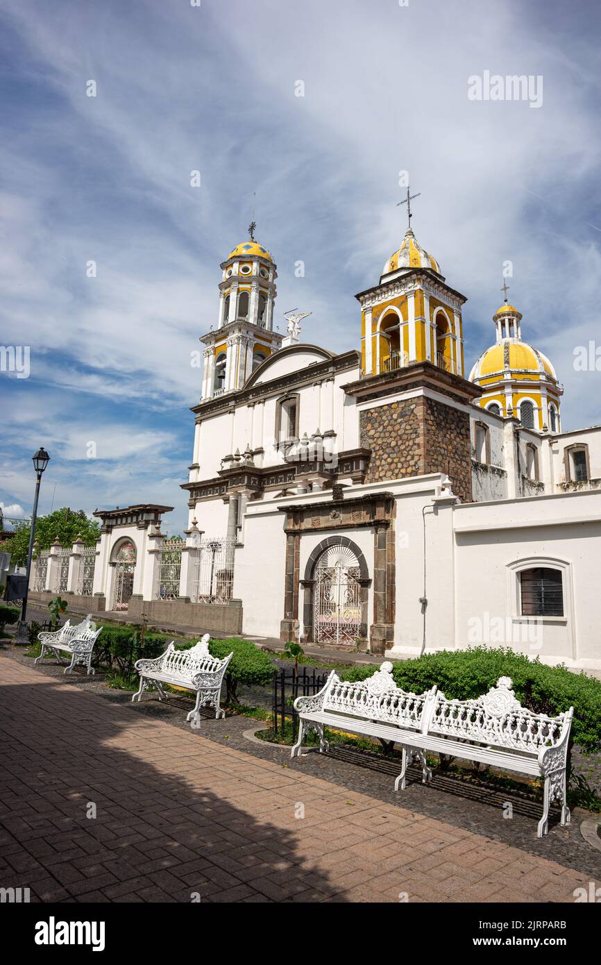 Church in the magical town of Comala in Colima, Mexico, white town ...