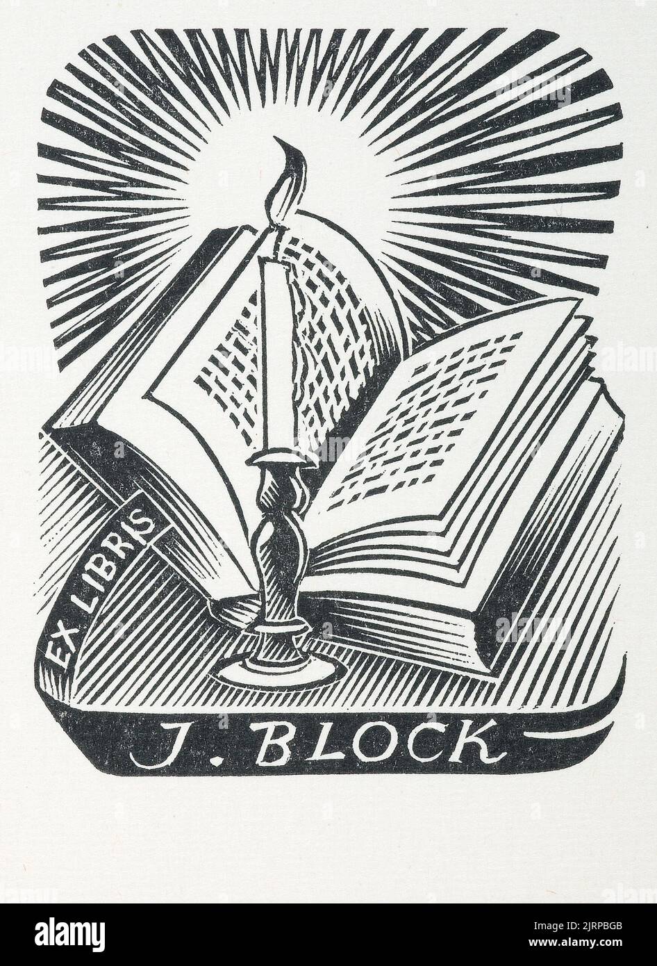 Bookplate: Joseph and Jenny Block, 1963, Wellington, by E Mervyn Taylor. Gift of Mrs E Henderson, 1987. Stock Photo