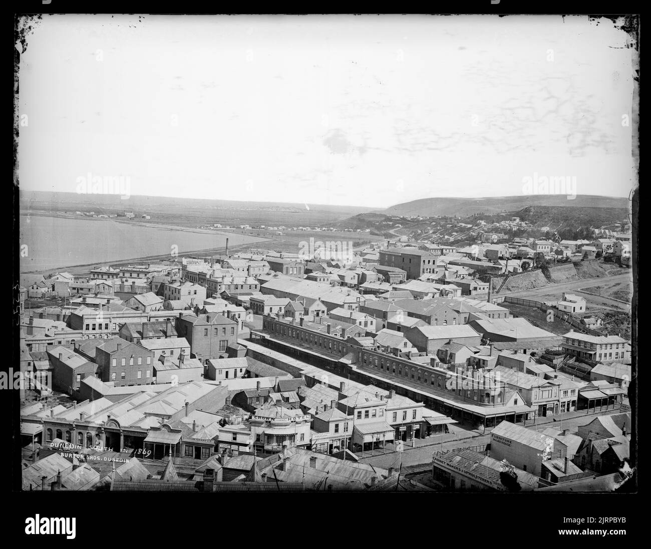 Dunedin South in 1869, 1869, Dunedin, by Burton Brothers. Stock Photo