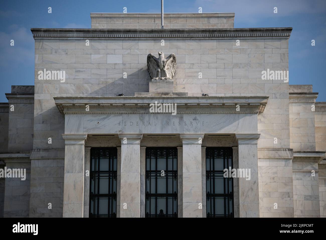 Washington, USA. 25th Aug, 2022. A general view of the Marriner S. Eccles U.S. Federal Reserve Board building, in Washington, DC, on Thursday, August 25, 2022. (Graeme Sloan/Sipa USA) Credit: Sipa USA/Alamy Live News Stock Photo