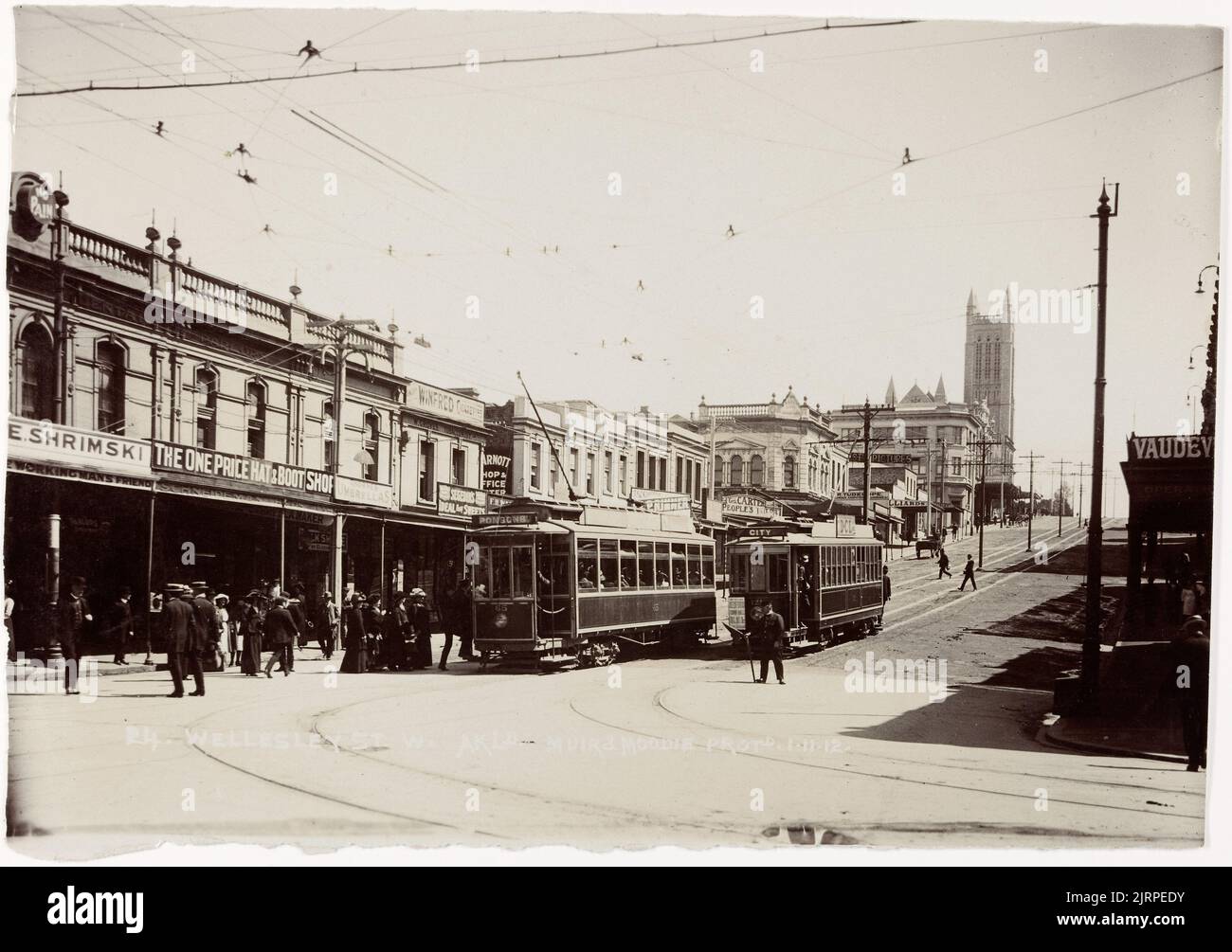 Wellesley Street West, Auckland, circa 1912, Auckland, by Muir & Moodie. Stock Photo