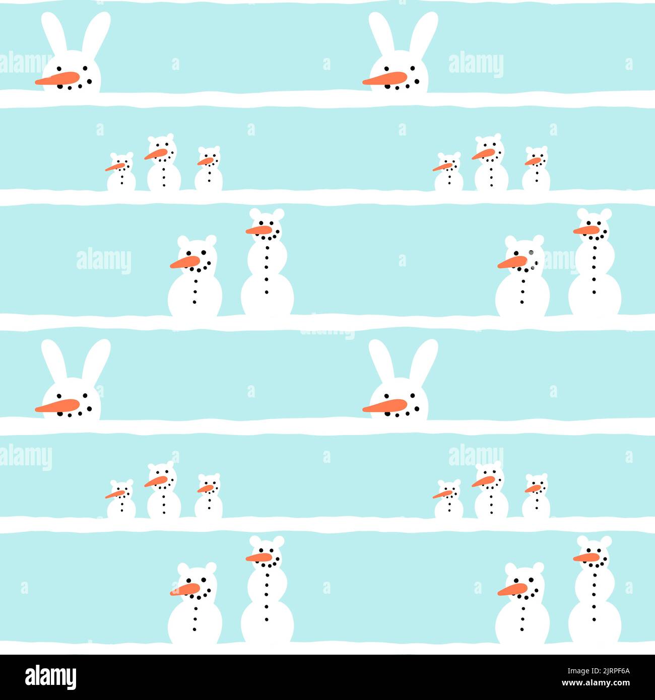 Winter seamless snowman and snowflakes pattern for Christmas wrapping ...