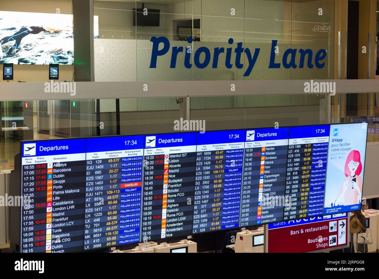 Departures information display screen (similar to an arrivals board
