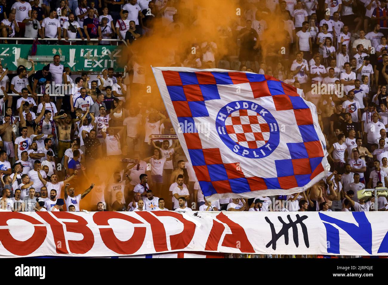 Hajduk split fans during the europa league hi-res stock