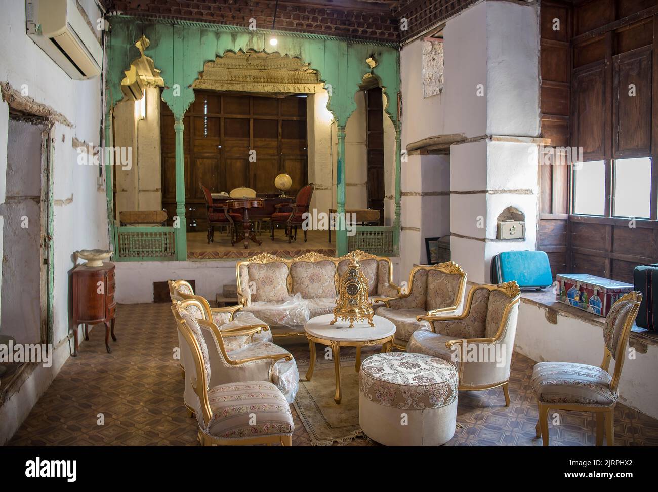 Interior salon 17th century Matbouli house Al Balad Jeddah Saudi Arabia Stock Photo