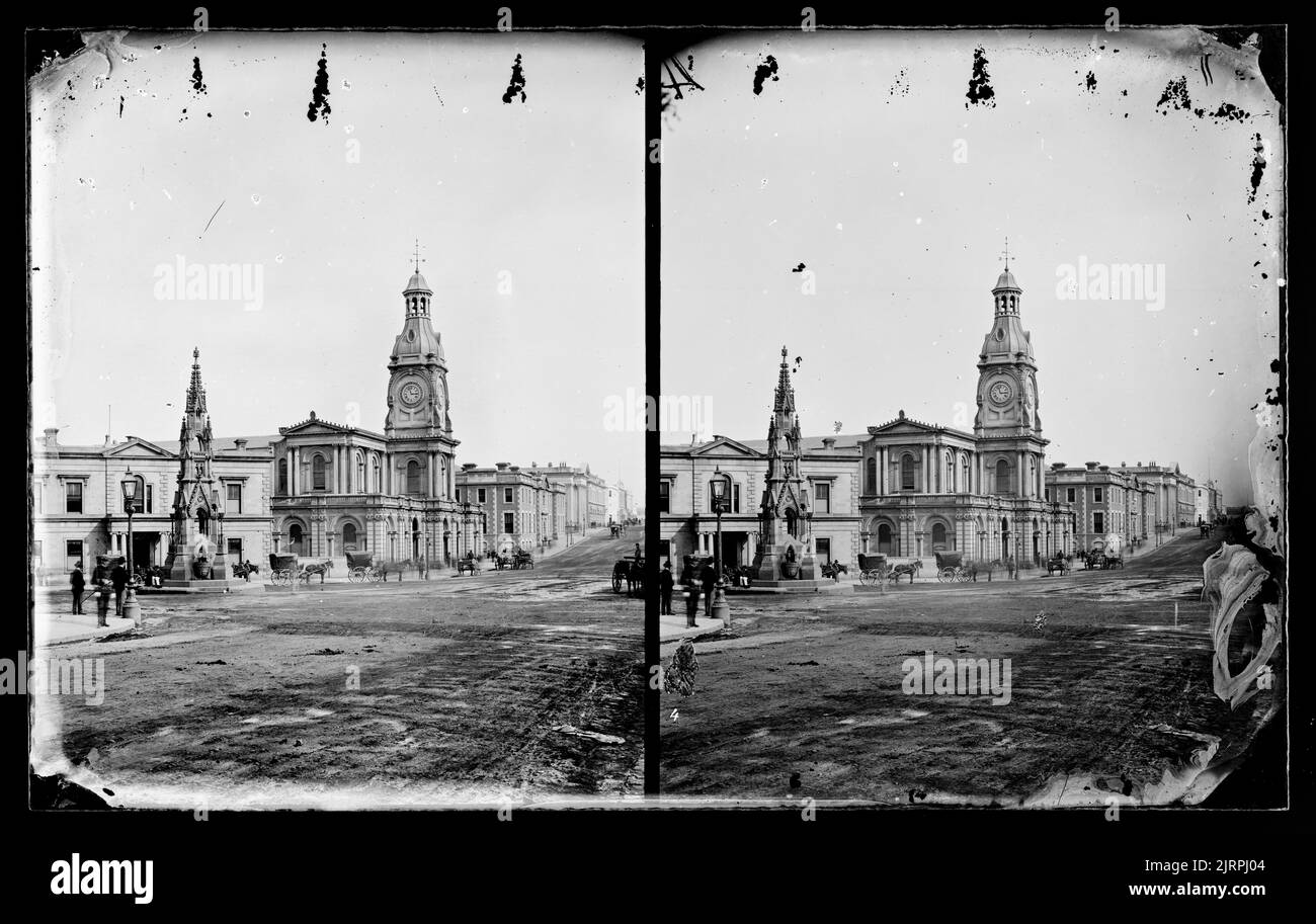 Dunedin, Cargill Monument, Colonial Bank and Post Office Stock Photo