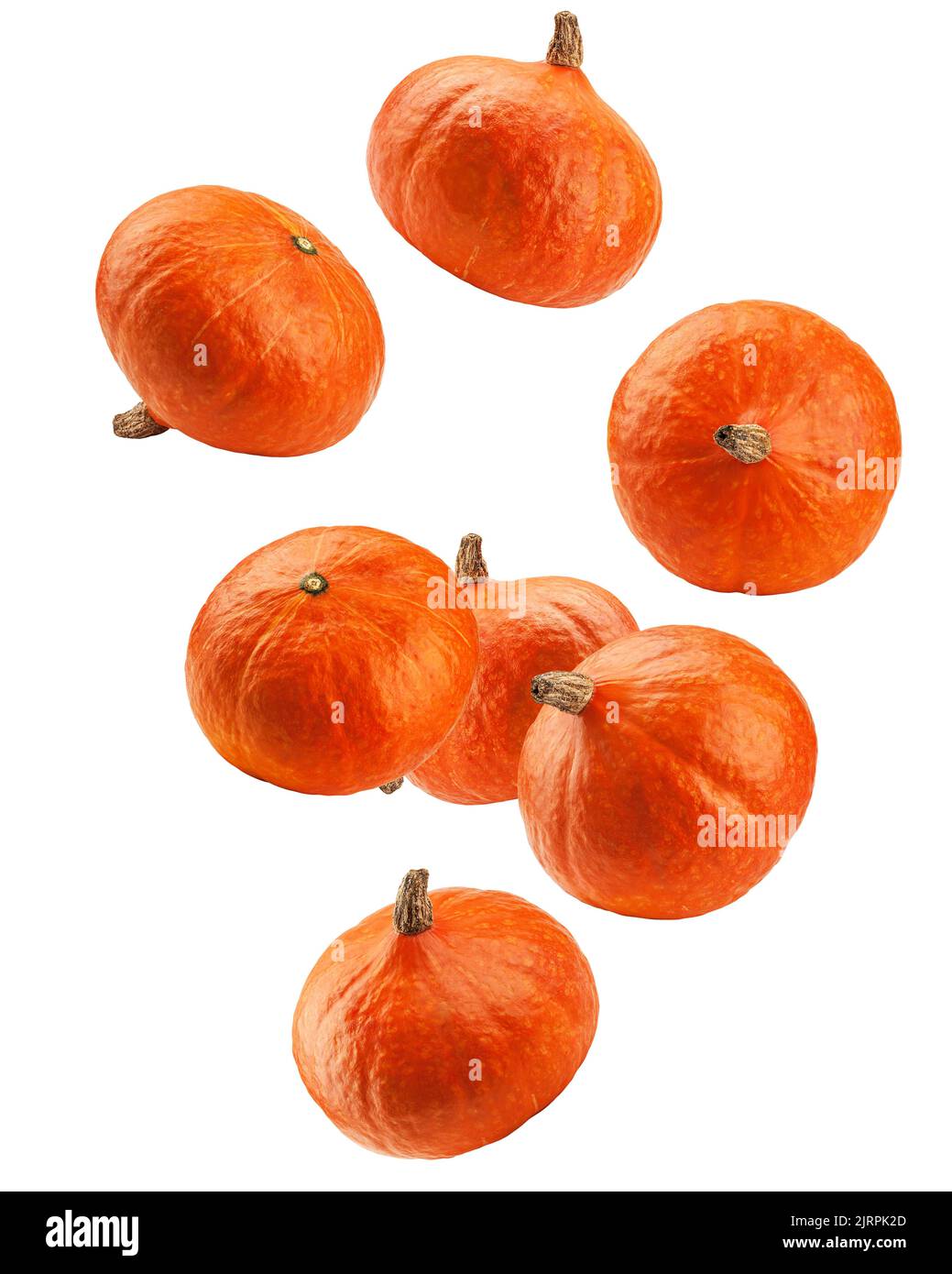 Falling Pumpkin isolated on white background, clipping path, full depth of field Stock Photo
