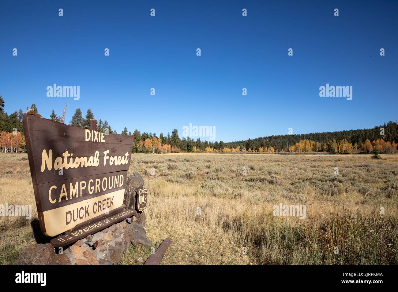 Dixie National Forest Campground Sign for Duck Creek Village in Utah