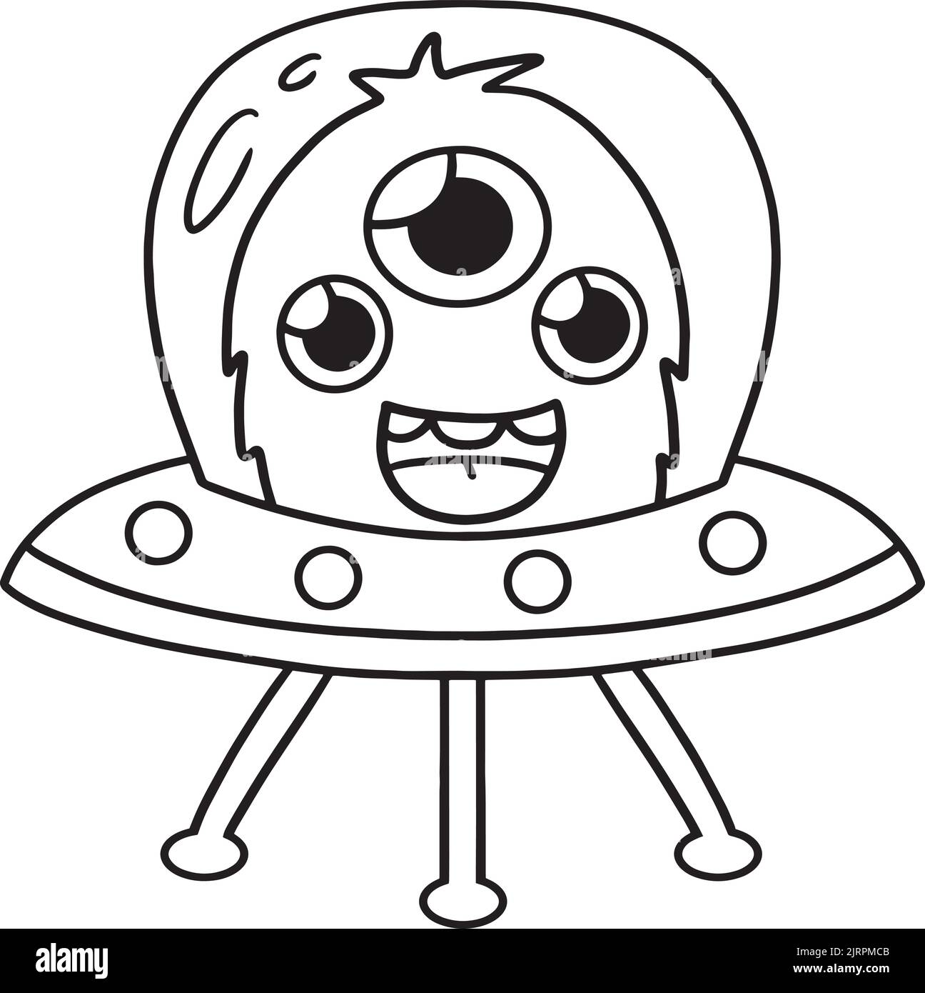 UFO Alien Space Isolated Coloring Page for Kids Stock Vector