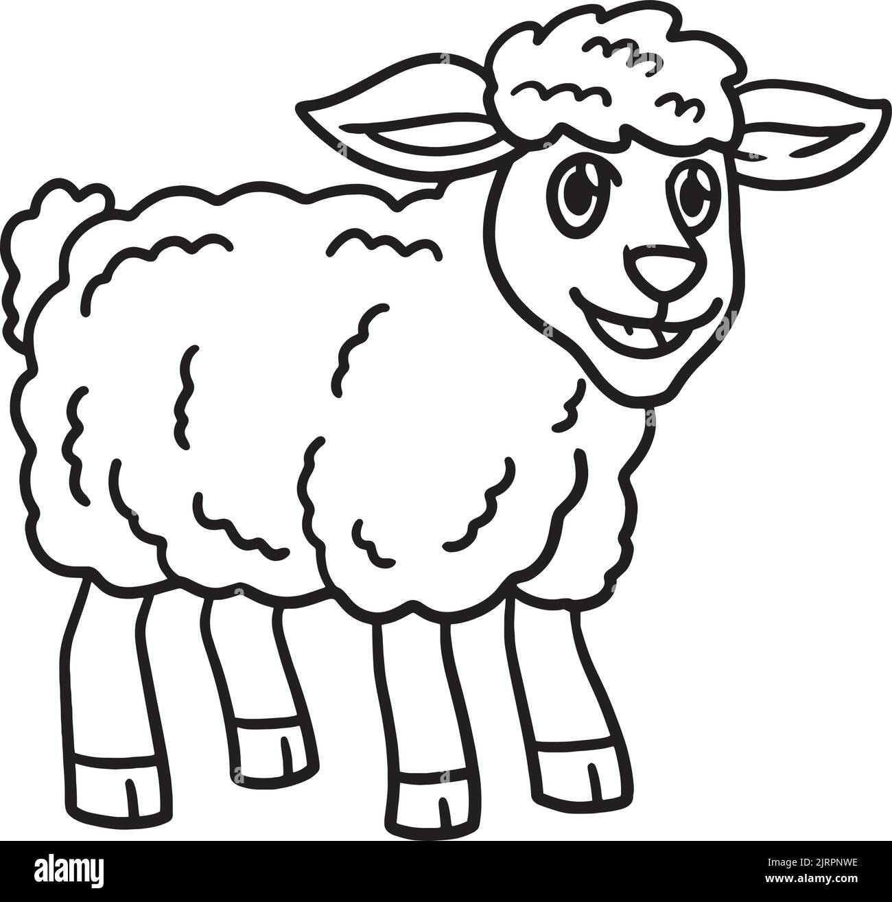 Sheep Animal Isolated Coloring Page for Kids Stock Vector Image & Art