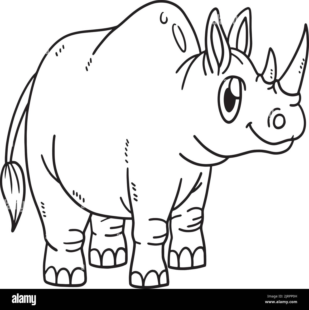 Rhinoceros Animal Isolated Coloring Page for Kids Stock Vector Image ...