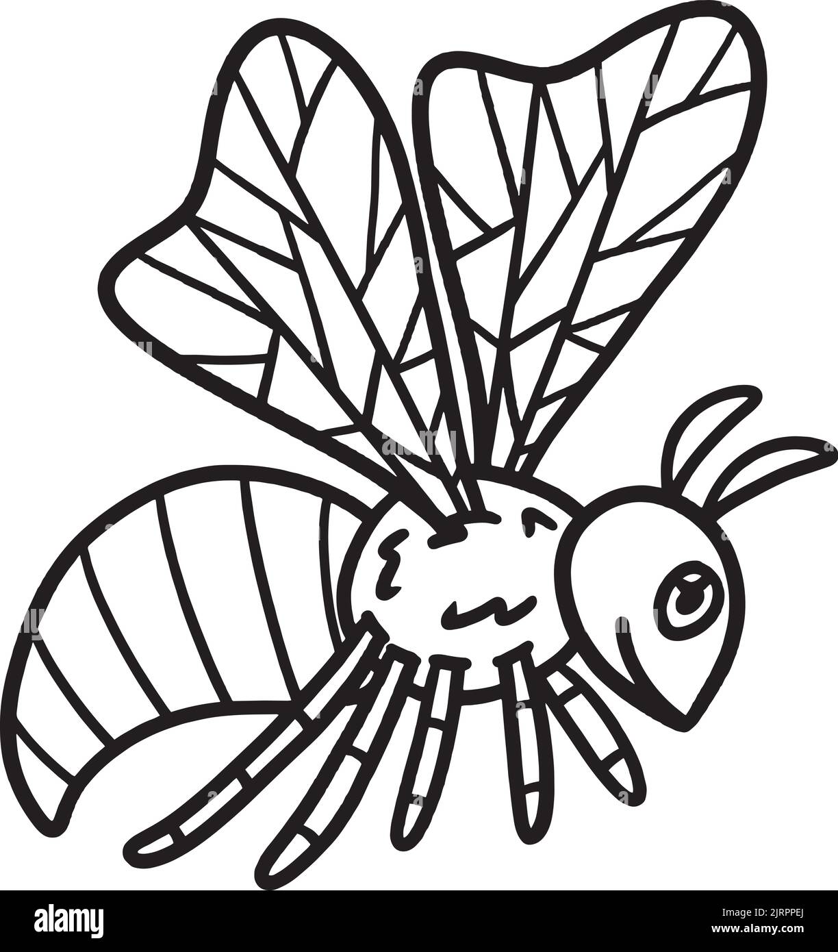 Bee Animal Isolated Coloring Page for Kids Stock Vector