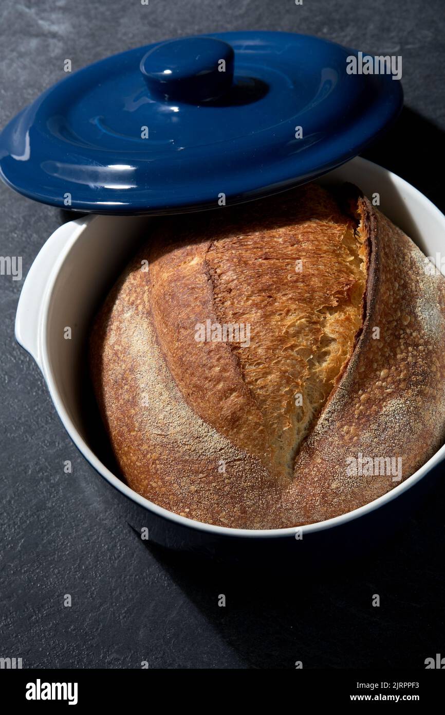 homemade craft bread in ceramic baking dish Stock Photo - Alamy