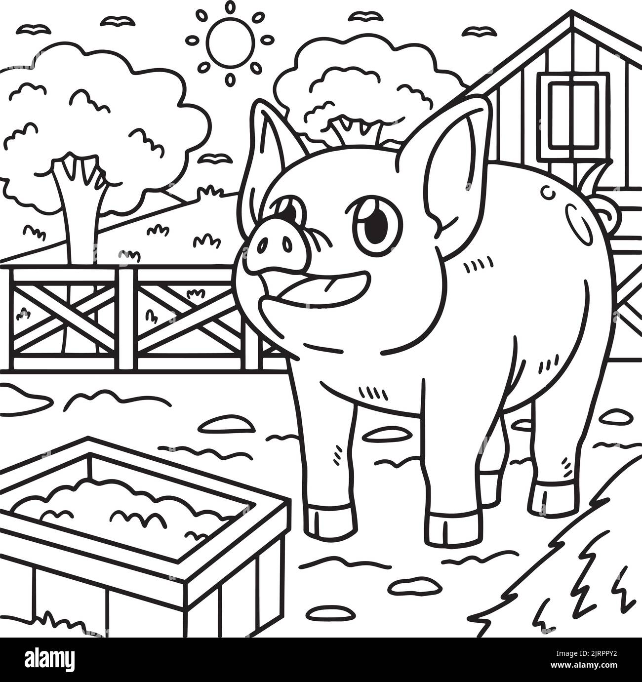Pig Animal Coloring Page for Kids Stock Vector Image & Art Alamy